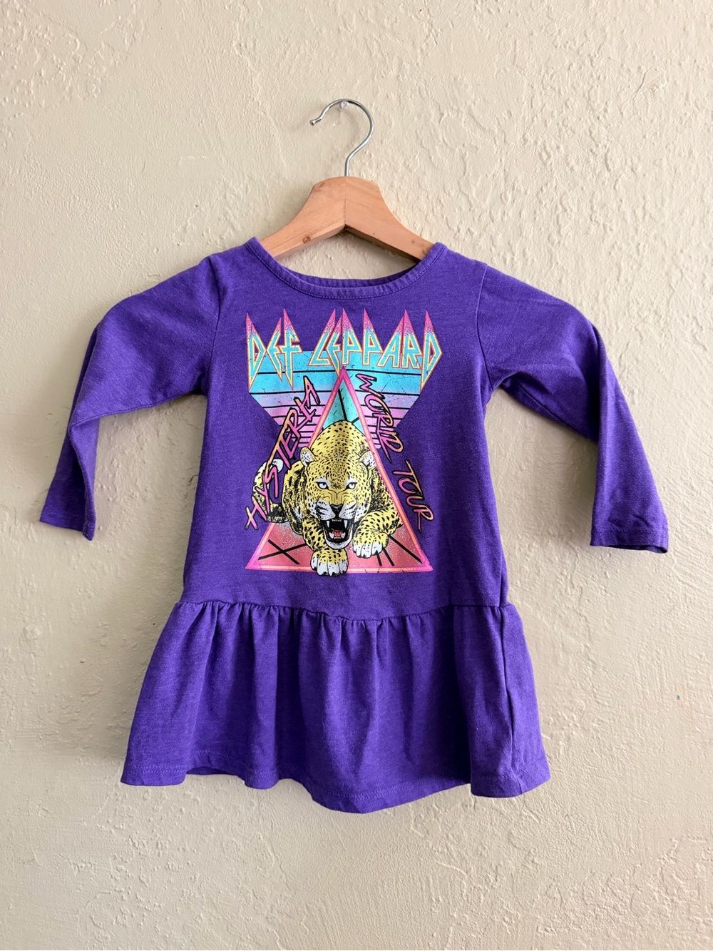 Kids' Purple Graphic Leopard Dress - Casual Long Sleeve